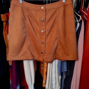 Suede Leather Women's Snap Button Mini Skirt Women's XL